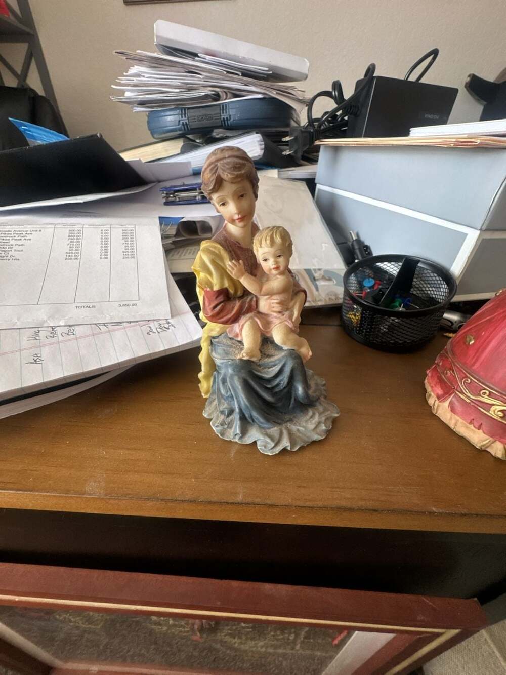 Vintage Madonna and Child Figurine Statue Resin